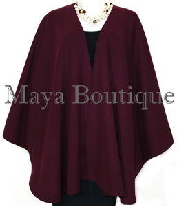 Bordo Cape Ruana Wrap Coat Cashmere Wool Blend by Maya Matazaro Made in USA