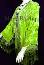 Fringe Jacket Short Kimono Duster Silk Burnout Velvet Lime Maya Boutique