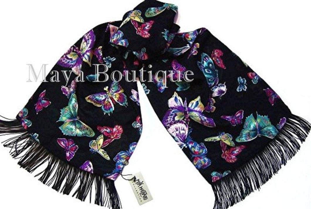 Butterfly Scarf Wrap Maya Matazaro Georgette With Fringes Made In USA MAYA