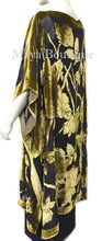 Caftan Dress Kimono Silk Burnout Velvet Antique Gold Blk Hand Dyed Maya Matazaro
