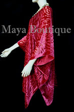 Maya Matazaro True Red Camellia Burnout Velvet Caftan Kimono Jacket USA Made