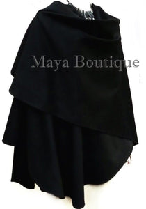 Cape Ruana Wrap Coat Black Cashmere Wool Blend USA Made Maya Matazaro