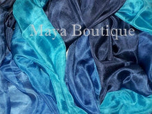 Huge Silk Wrap Shawl Scarf Hand Dyed BlueTurquoise Ombre Maya Boutique