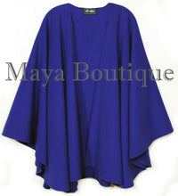 Cashmere Wool Cape Ruana Wrap Coat Blue Iris Maya Matazaro Made in USA