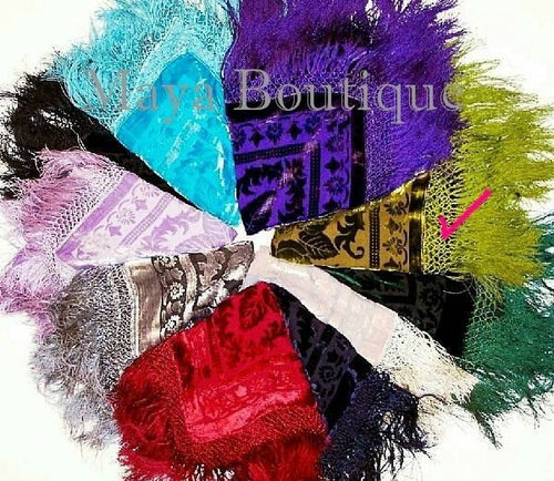 Piano Shawl Wrap Scarf Silk Burnout Velvet Olive Green Maya Matazaro