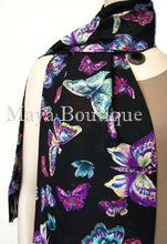 Butterfly Scarf Wrap Maya Matazaro Georgette With Fringes Made In USA MAYA
