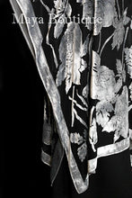 Caftan Dress Kimono Silk Burnout Velvet Silver Black Maya Matazaro