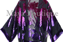 Silk Velvet Jacket Short Kimono No Fringe Hand Dyed Pink Purple Maya Matazaro