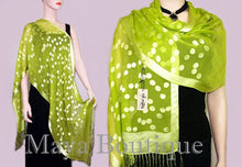 Silk Shawl Scarf Wrap Apple Green Devore Satin Chiffon Maya Matazaro + Gift Box