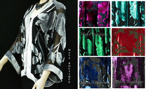 Emerald & Black Silk Burnout Velvet Jacket Short Kimono No Fringe Maya Matazaro