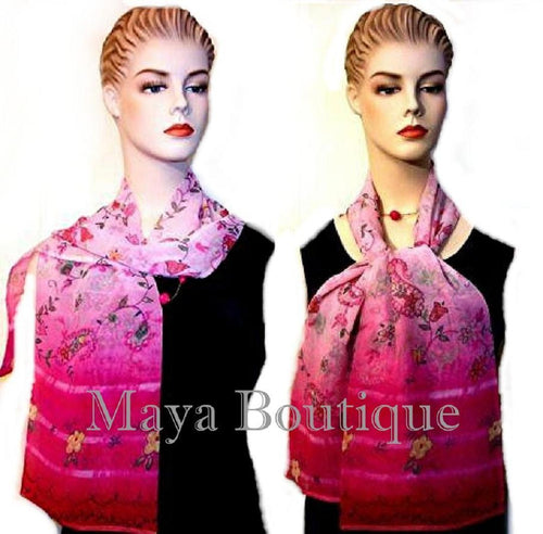 CHIFFON SCARF SASH BELT PINK FLORAL MAYA MATAZARO MADE IN USA NEW