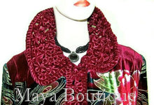 Opera Coat Duster Silk Velvet Red Multi PEACOCK Lined M / L Long Maya Matazaro