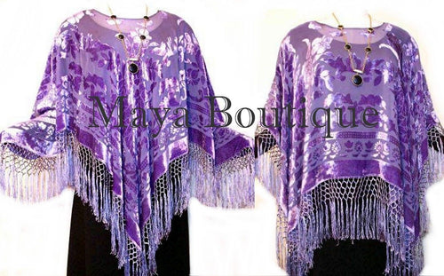 Lavender Poncho Shawl Top Silk Burnout Velvet Hand Dyed Maya Matazaro