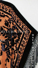 Fringe Jacket Kimono Duster Silk Burnout Velvet Tangerine Black Maya Matazaro